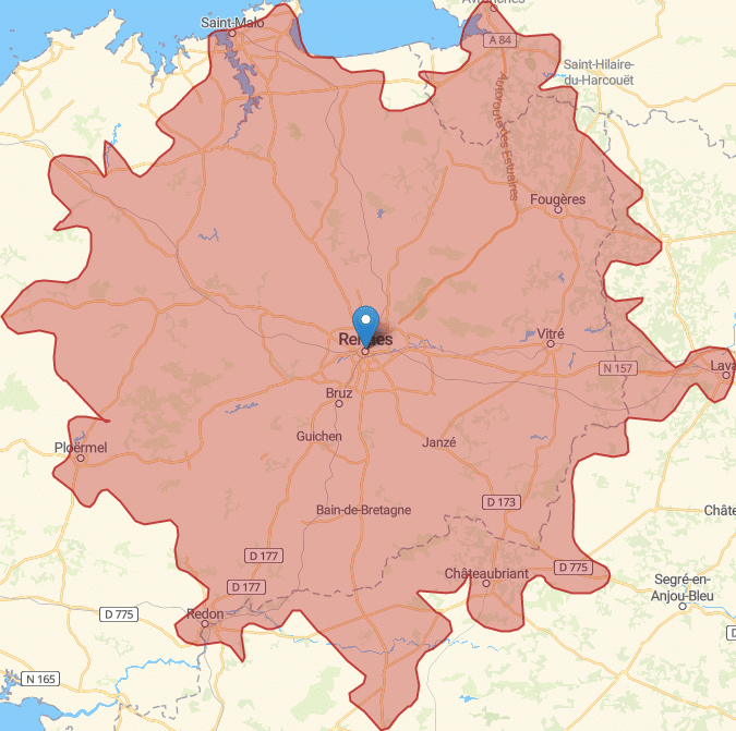 Exemple d'isochrone